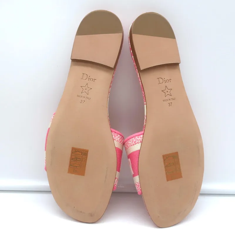Christian Dior Dway Slides Pink Toile de Jouy Embroidered Canvas Size 37 NEW