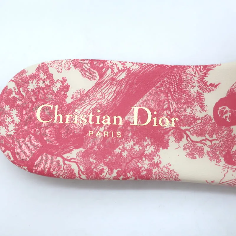 Christian Dior Dway Slides Pink Toile de Jouy Embroidered Canvas Size 37 NEW