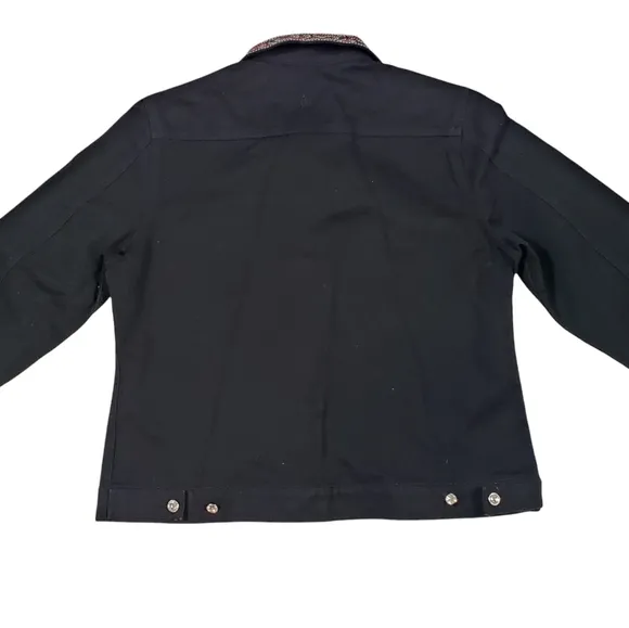 Christine Alexander Black Denim Jacket Sz Medium Swarovski Crystal Western Rodeo