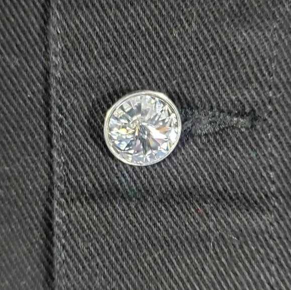 Christine Alexander Black Denim Jacket Sz Medium Swarovski Crystal Western Rodeo