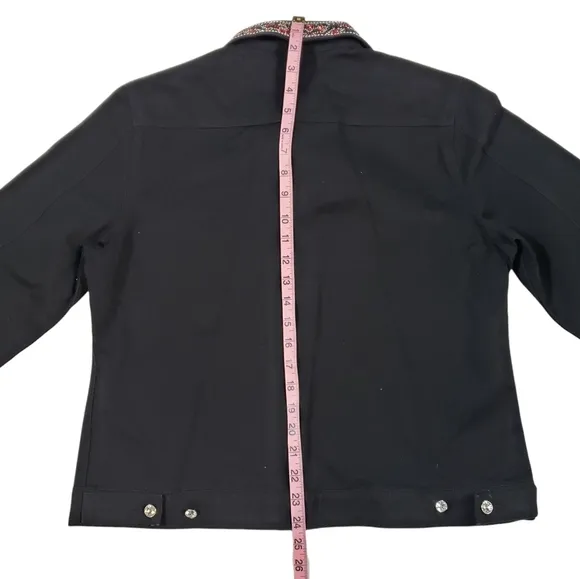 Christine Alexander Black Denim Jacket Sz Medium Swarovski Crystal Western Rodeo