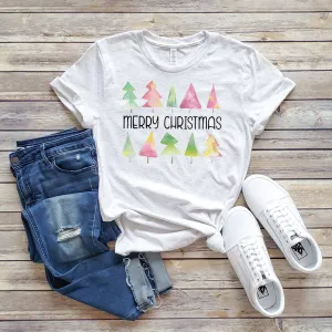 CHRISTMAS WATERCOLOR TREES TEE