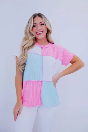 Clara Contrasting Color-Block Top - 2 Colors