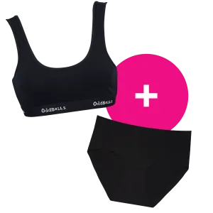 Classic Black - Women's Bralette and Full Brief Seamless Bundle