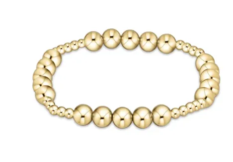 Classic Blissful Pattern 3mm Bead Bracelet - 6mm Gold