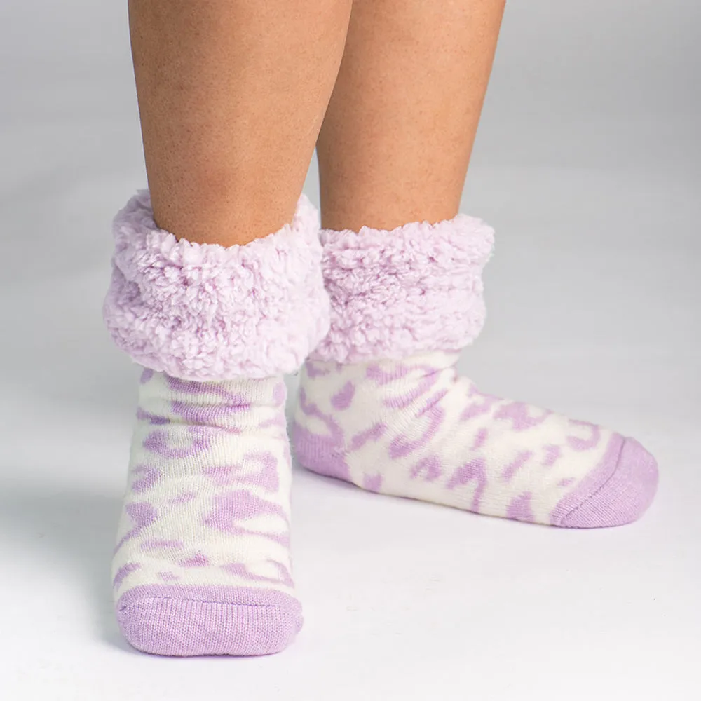 Classic Slipper Socks | Cheetah Lavender