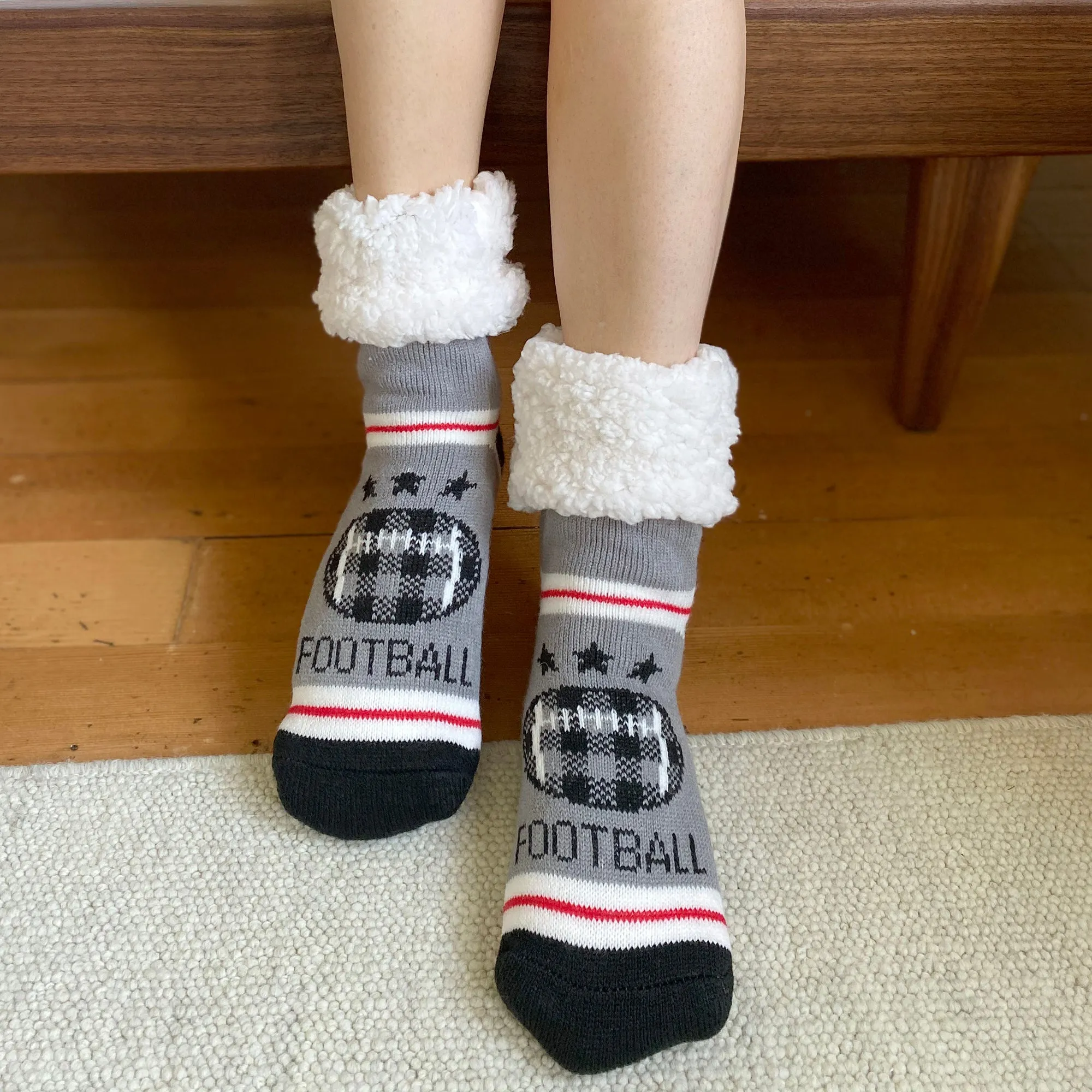 Classic Slipper Socks | Football Grey