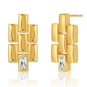 Clear Crystal & 18K Gold-Plated Bricks Drop Earrings