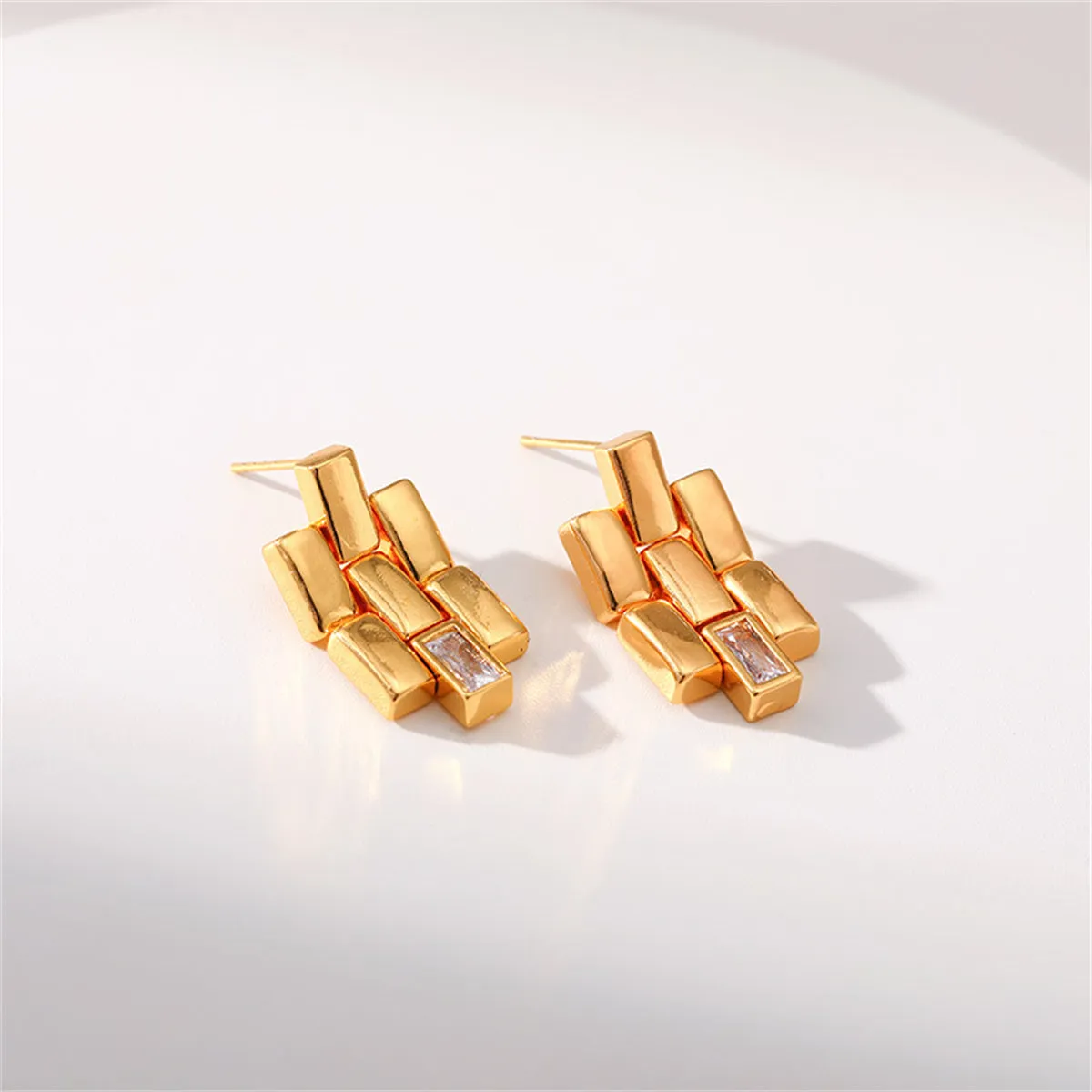 Clear Crystal & 18K Gold-Plated Bricks Drop Earrings