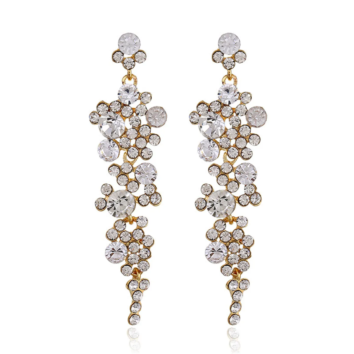 Clear Cubic Zirconia & 18K Gold-Plated Cluster Drop Earrings