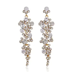 Clear Cubic Zirconia & 18K Gold-Plated Cluster Drop Earrings