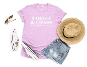 Coffee & Chaos - Bella   Canvas Unisex Adult Tee | White ink