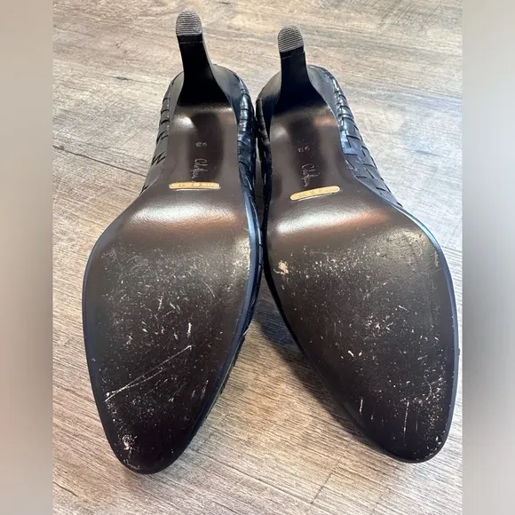 Cole Haan Leather Basket Weave Nike Air Black Heels - Size 9
