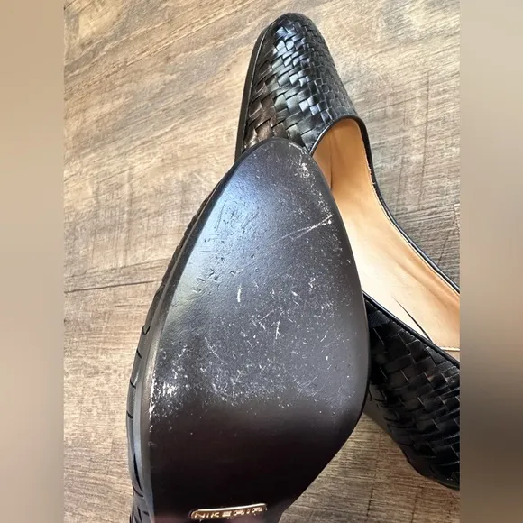 Cole Haan Leather Basket Weave Nike Air Black Heels - Size 9