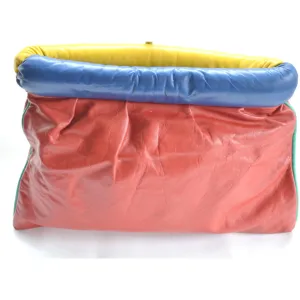 Color Block Leather Clutch Purse - 1980's