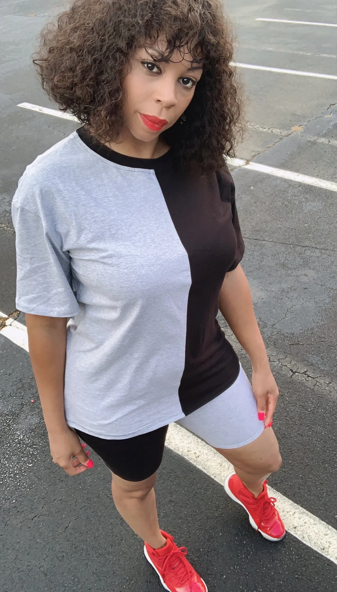 Color Block Matching Set ‼️Biker Shorts Set‼️