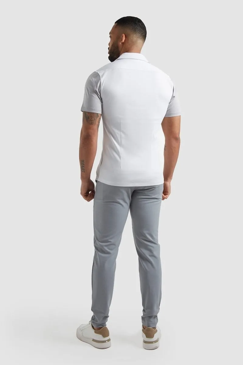 Colour Block Jersey Shirt in White/Grey