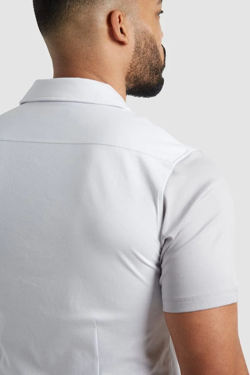 Colour Block Jersey Shirt in White/Grey