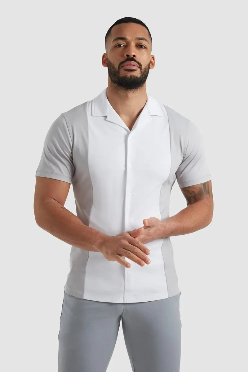 Colour Block Jersey Shirt in White/Grey