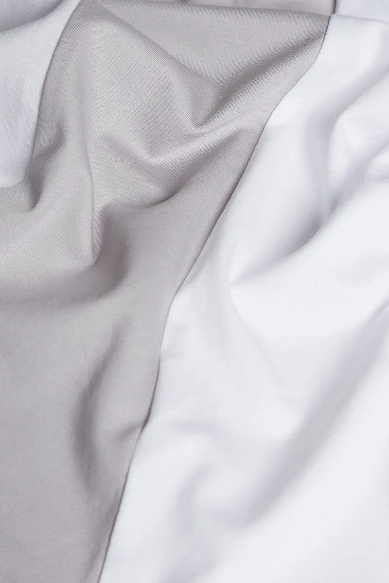 Colour Block Jersey Shirt in White/Grey