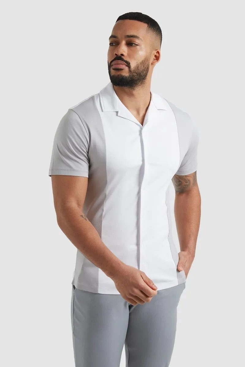 Colour Block Jersey Shirt in White/Grey