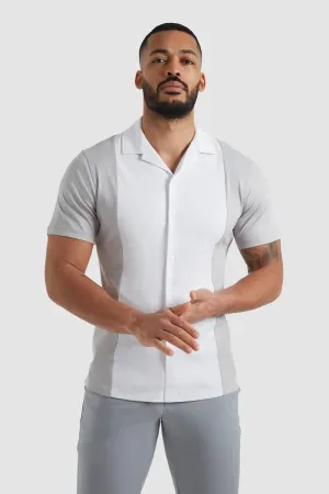 Colour Block Jersey Shirt in White/Grey