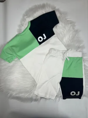 Colour block personalised shorts & T-Shirt set - Various Colours