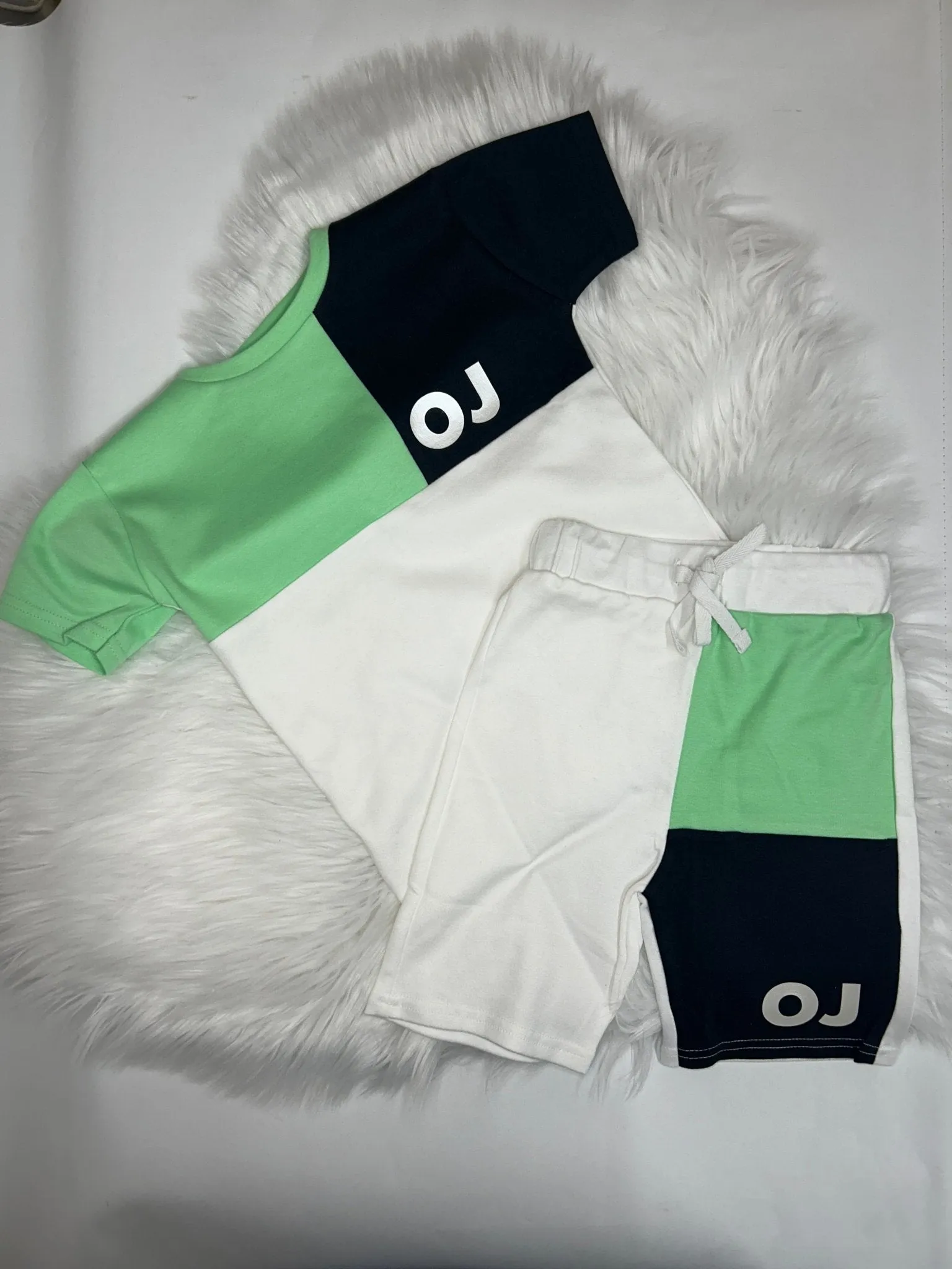 Colour block personalised shorts & T-Shirt set - Various Colours