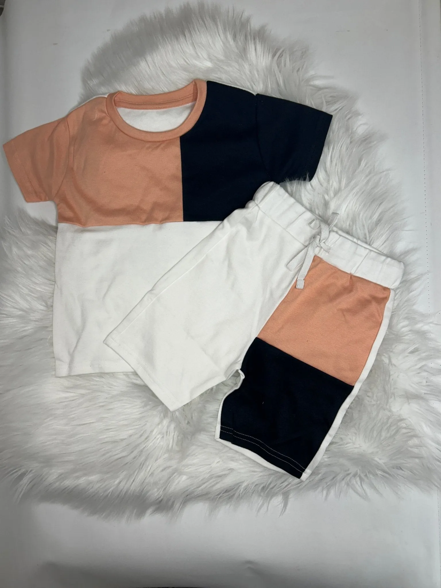Colour block personalised shorts & T-Shirt set - Various Colours