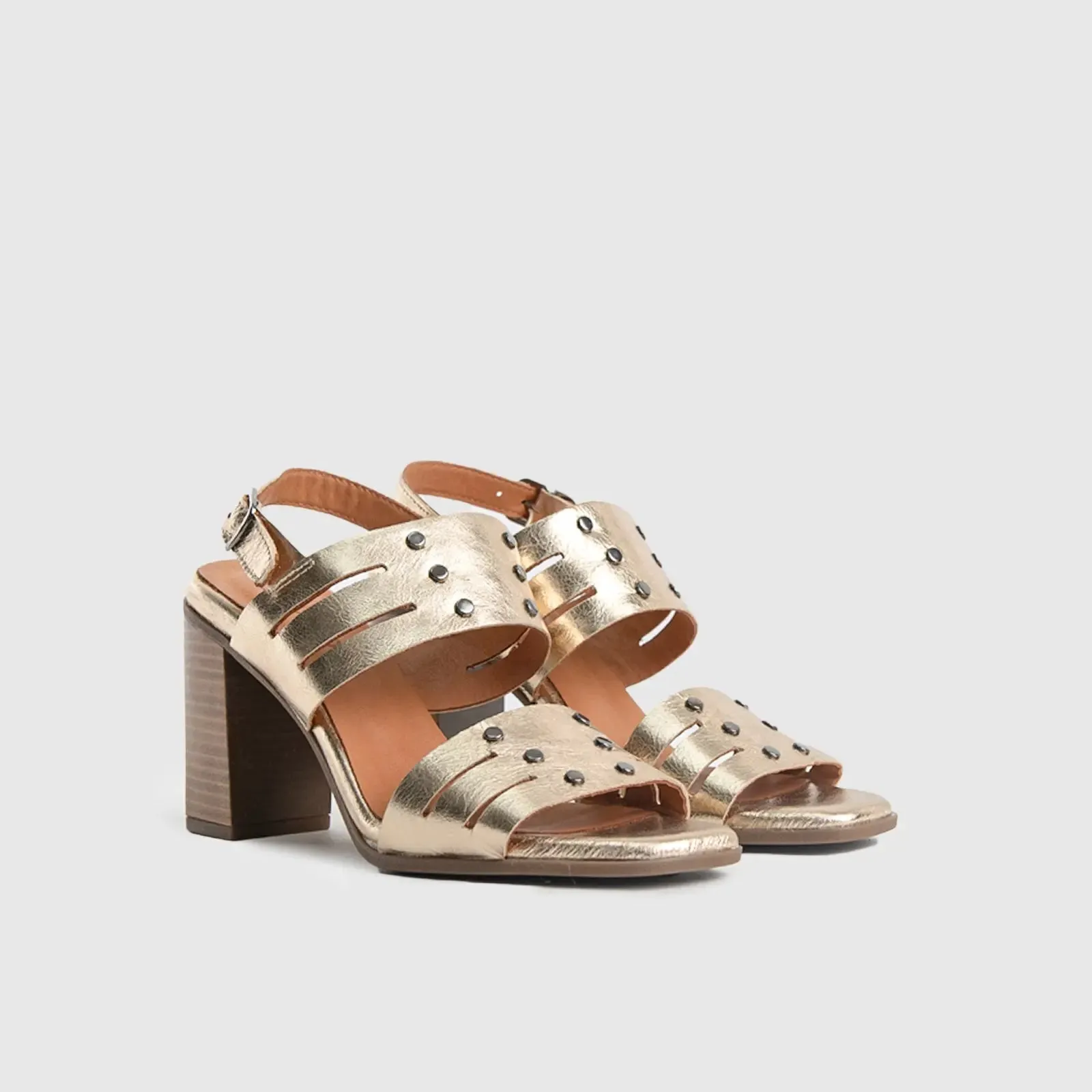 Comfort Block Heel Sandal Gold 7100