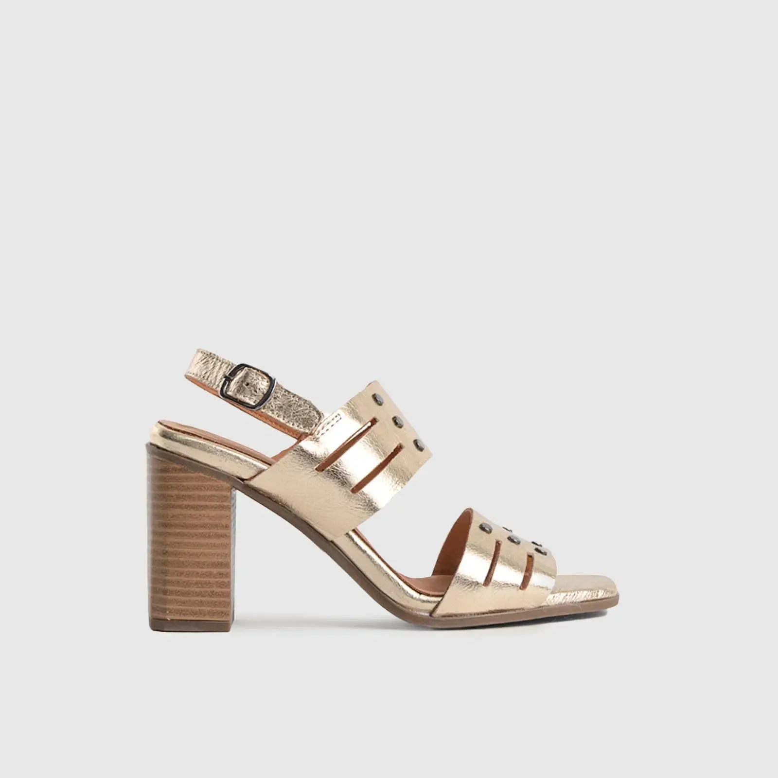 Comfort Block Heel Sandal Gold 7100