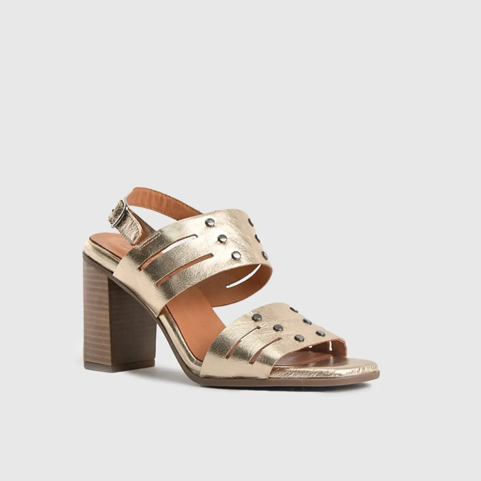 Comfort Block Heel Sandal Gold 7100