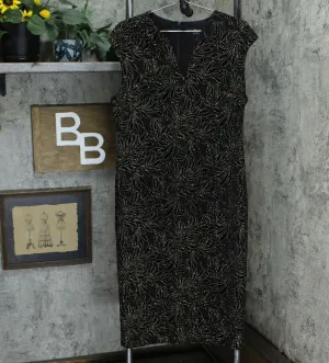 Connected Apparel Women's Cap-Sleeve Sheath Embellished Dress Black / Gold 14