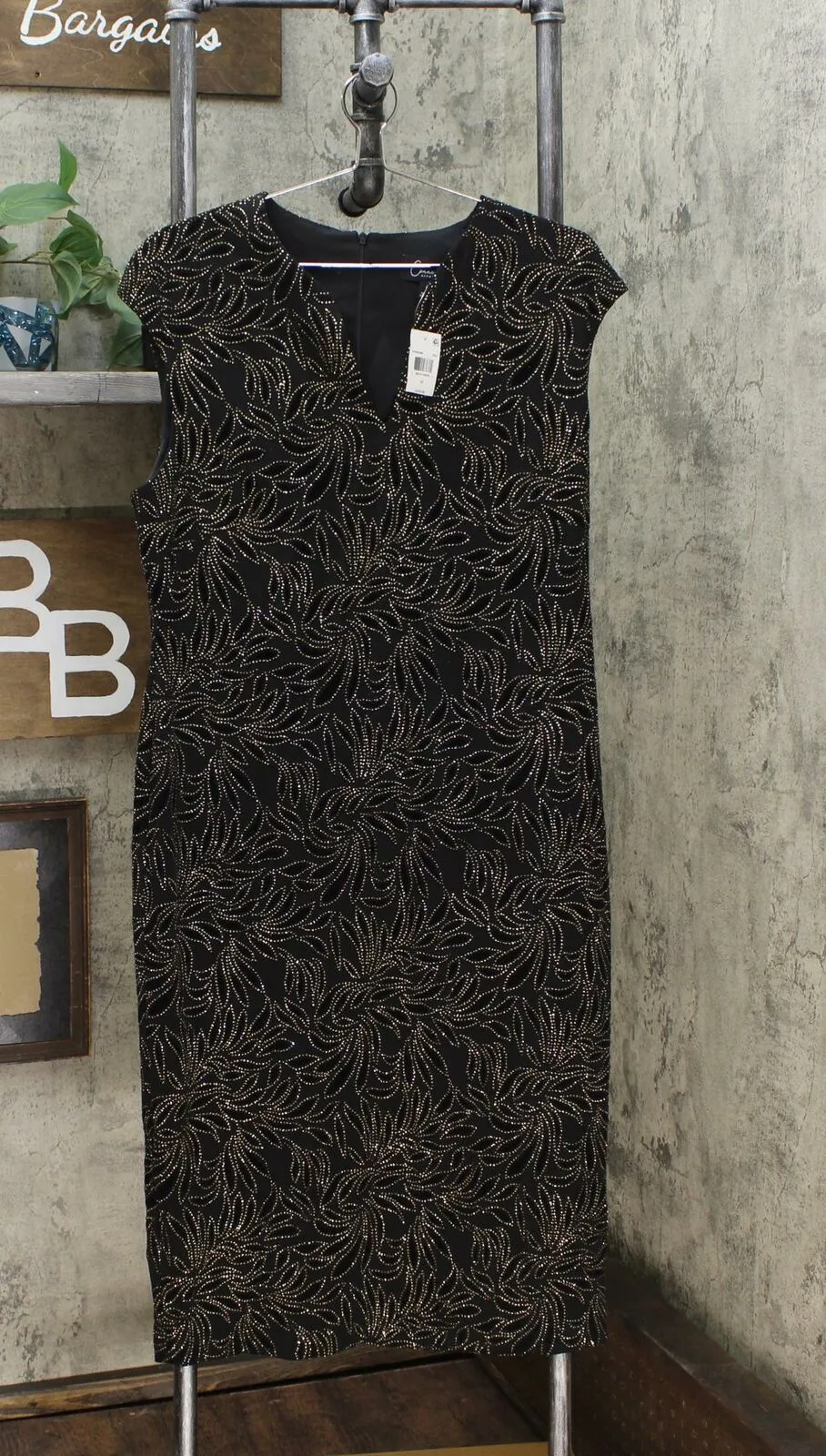 Connected Apparel Women's Embellished Cap Sleeve Sheath Dress