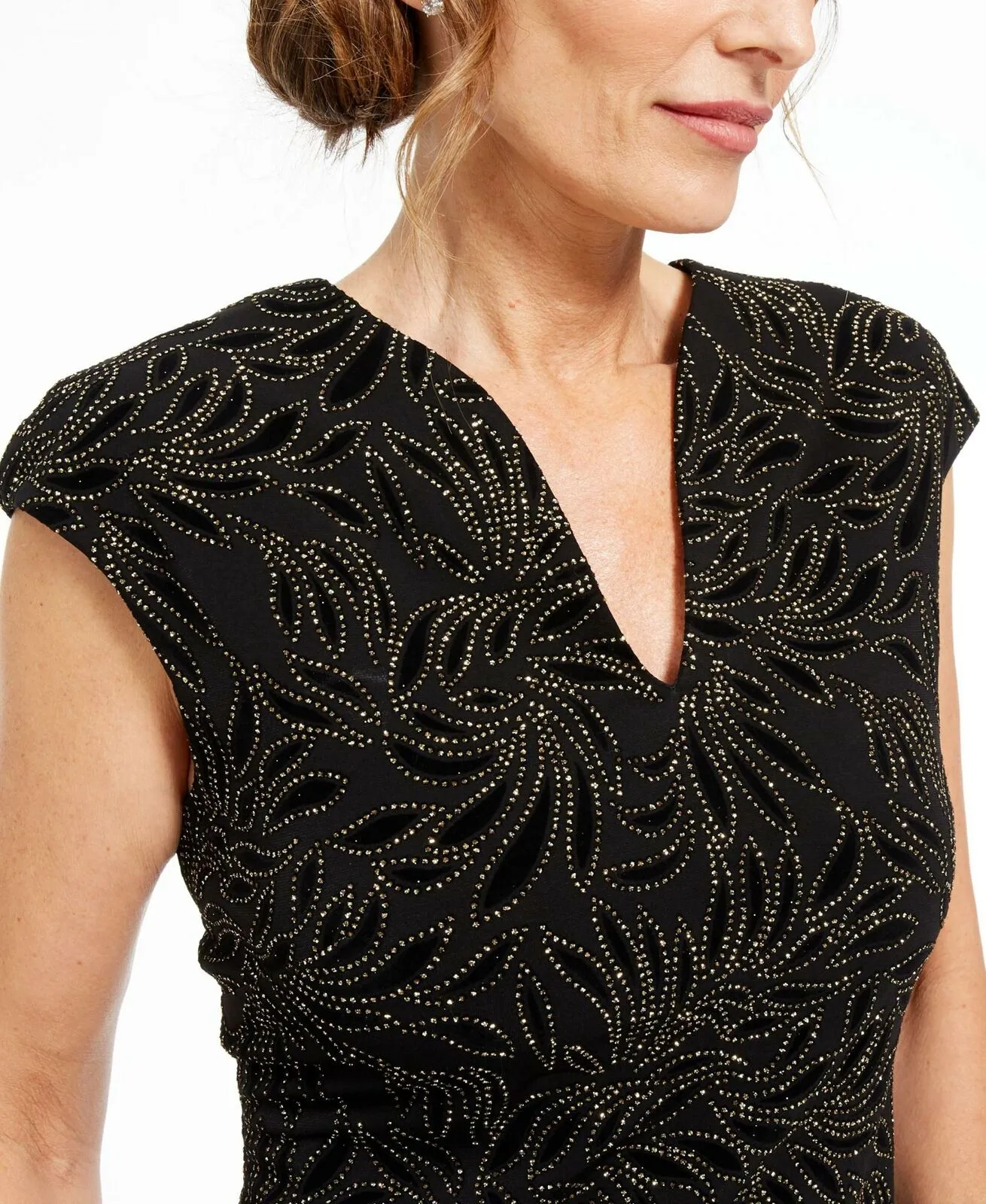 Connected Apparel Women's Embellished Cap Sleeve Sheath Dress