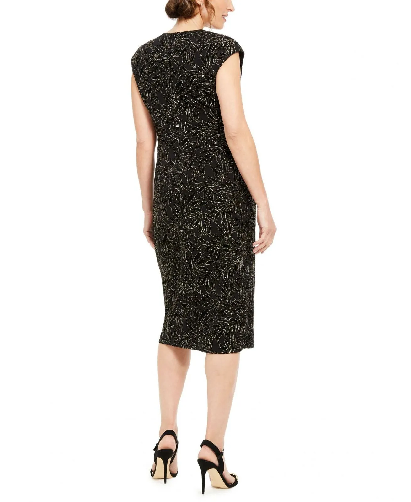 Connected Apparel Women's Embellished Cap Sleeve Sheath Dress