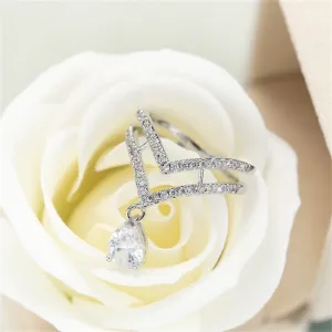 Crystal & Cubic Zirconia Drop Charm Ring