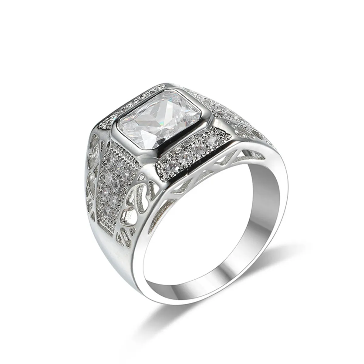 Crystal & Cubic Zirconia Openwork Bezel Cushion-Cut Ring