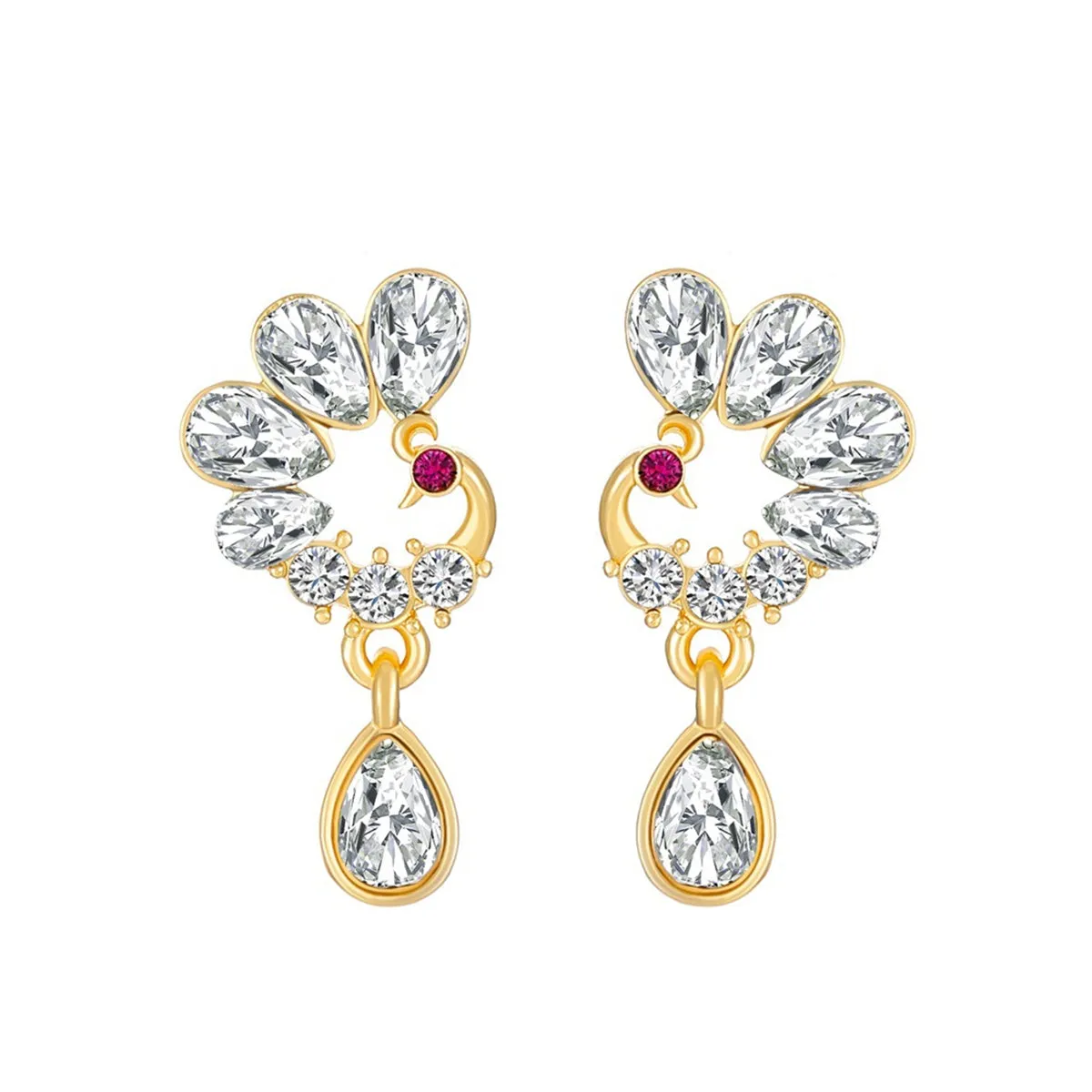 Crystal & Cubic Zirconia Peacock Drop Earrings