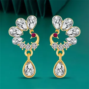 Crystal & Cubic Zirconia Peacock Drop Earrings