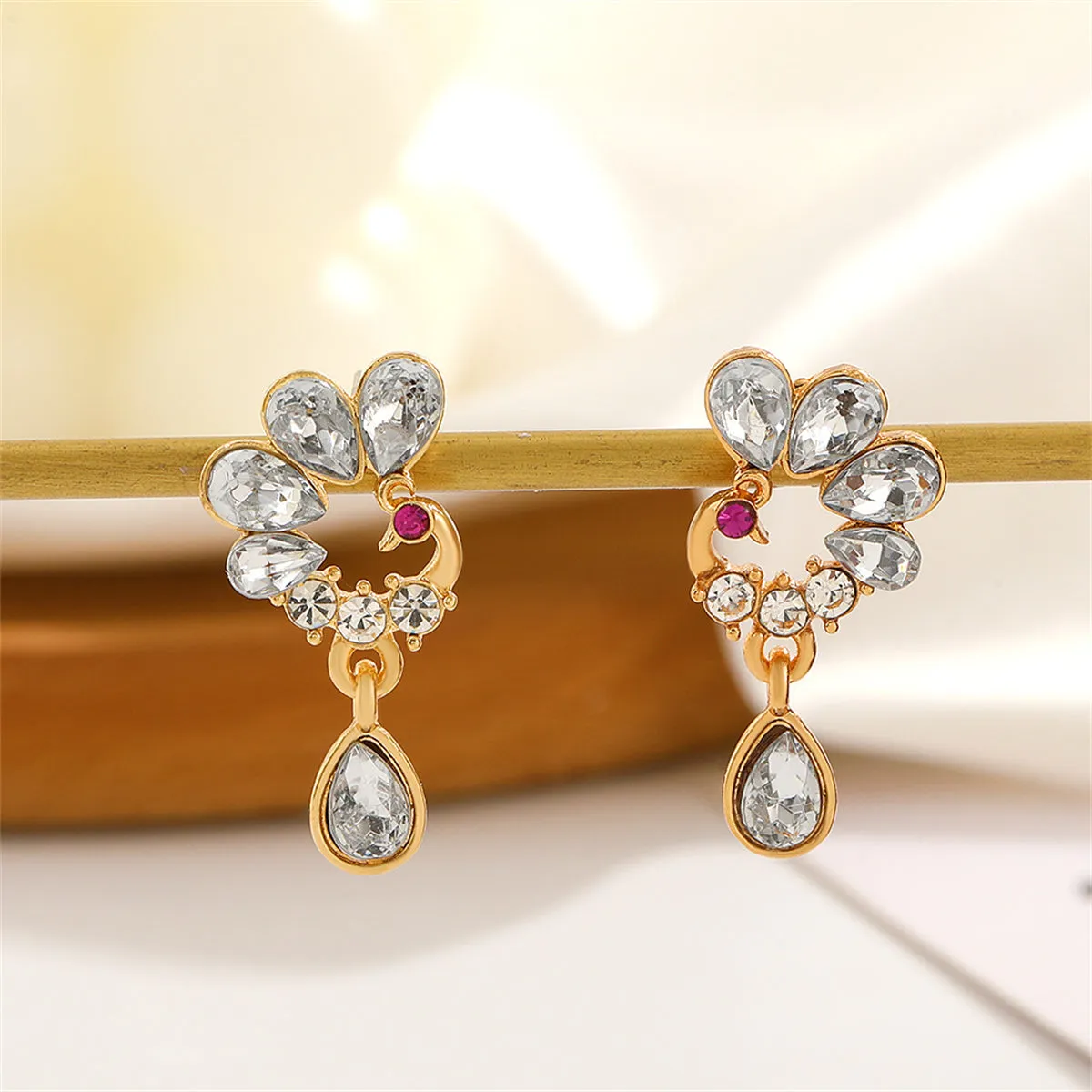 Crystal & Cubic Zirconia Peacock Drop Earrings