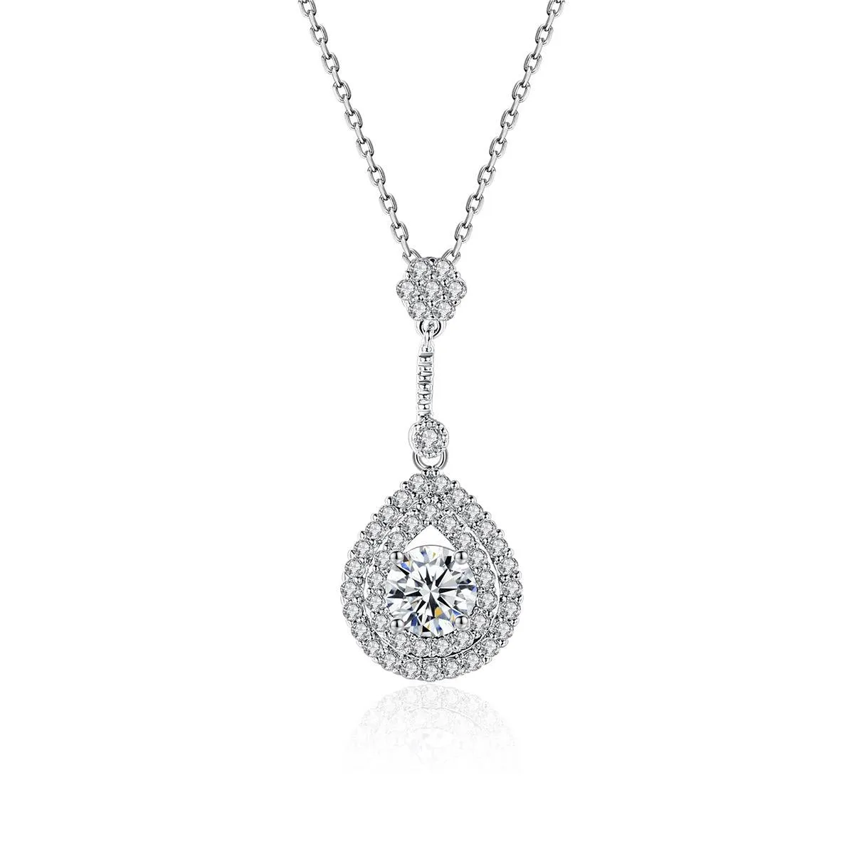 Crystal & Cubic Zirconia Silver-Plated Drop Pendant Necklace