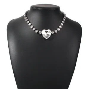 Crystal & Cubic Zirconia Silver-Plated Heart Pendant Necklace