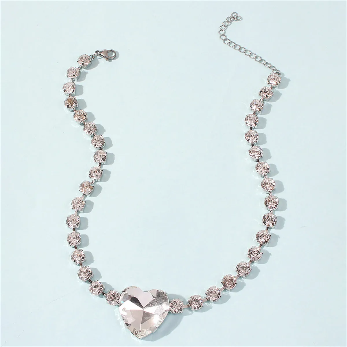 Crystal & Cubic Zirconia Silver-Plated Heart Pendant Necklace
