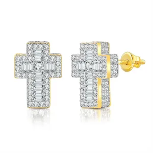 Crystal & Cubic Zirconia Two-Tone Cross Stud Earrings
