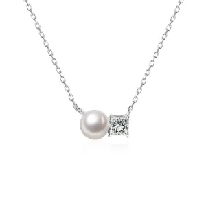 Crystal & Pearl Silver-Plated Pendant Necklace