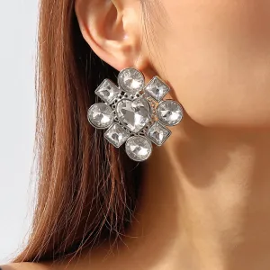 Crystal & Silver-Plated Heart Drop Earrings