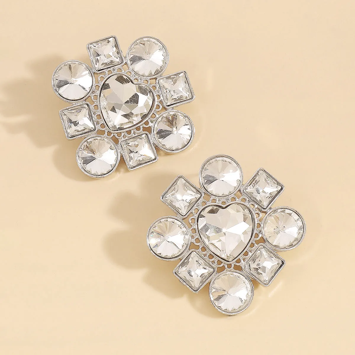 Crystal & Silver-Plated Heart Drop Earrings