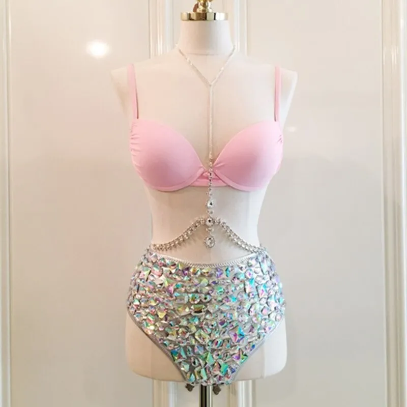 Crystal Rhinestone High Waist Swimsuit