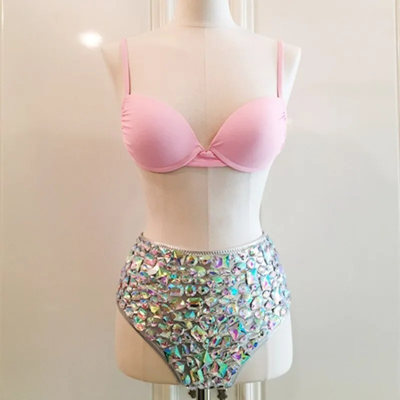 Crystal Rhinestone High Waist Swimsuit